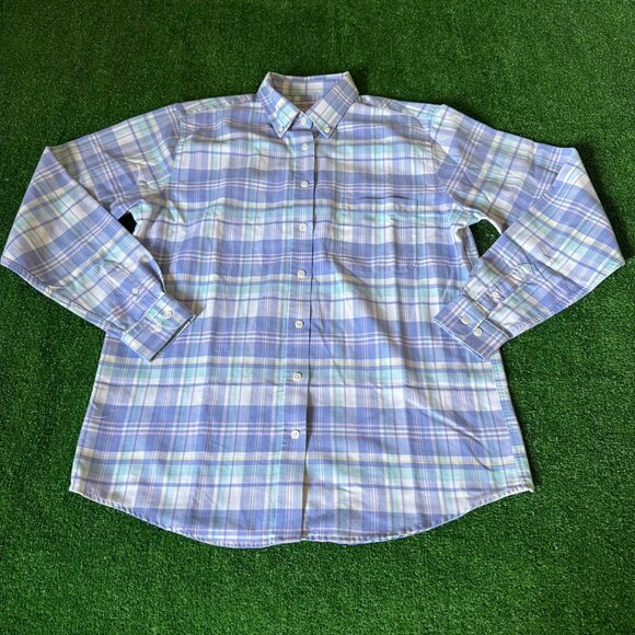 Cabin Creek Boys Button Down Oxford Shirt Pastel Plaid Wrinkle Free Size 12T - Picture 1 of 10